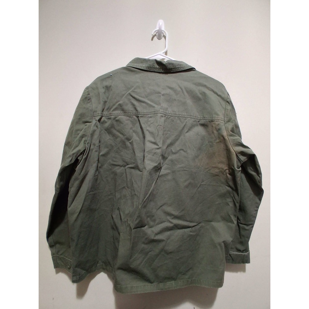 Kendall Kylie Utility Shirt Jacket Green Cotton Size L Button Front Long Sleeve‎ - Picture 2 of 8